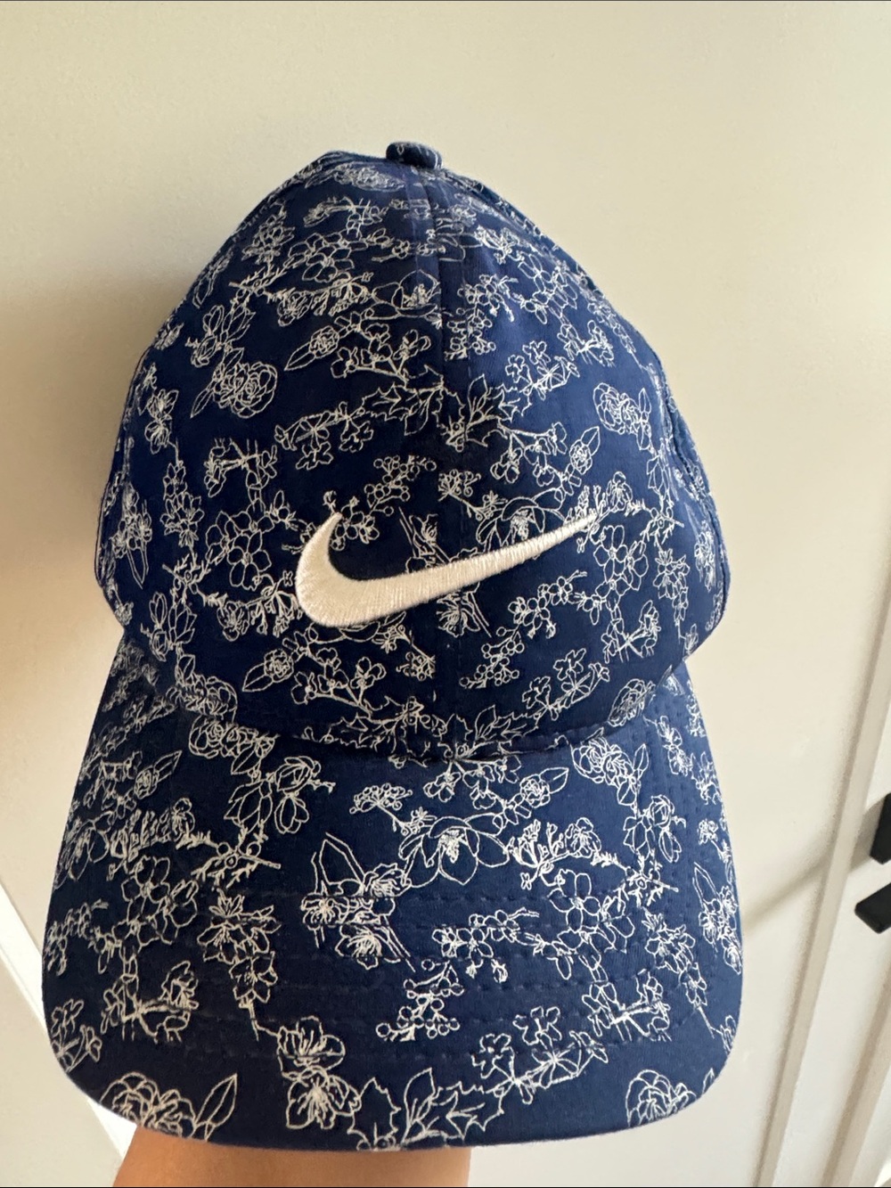 Nike Navy White Floral Swoosh Cap